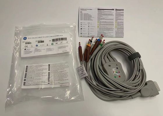 Cable de ECG de plomo gris 10 con conector de plátano estándar estadounidense de 15 pines 4.0
