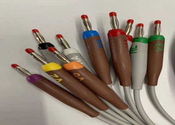 Cable de ECG de plomo gris 10 con conector de plátano estándar estadounidense de 15 pines 4.0