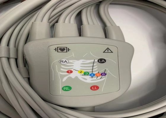 Cable de ECG de plomo gris 10 con conector de plátano estándar estadounidense de 15 pines 4.0