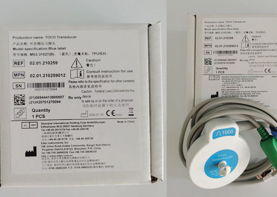 MS3-31527 Toco Transductor Probe 6 Aguja de ranura única cinta azul Velcro 2,5m de longitud