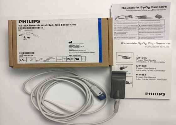 Phlip M1196A piezas de repuesto para ECG, sensor de clips de dedos 3M con conector PIN 8