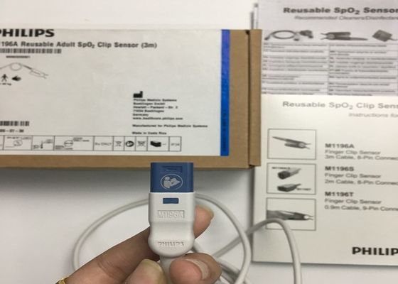 Phlip M1196A piezas de repuesto para ECG, sensor de clips de dedos 3M con conector PIN 8