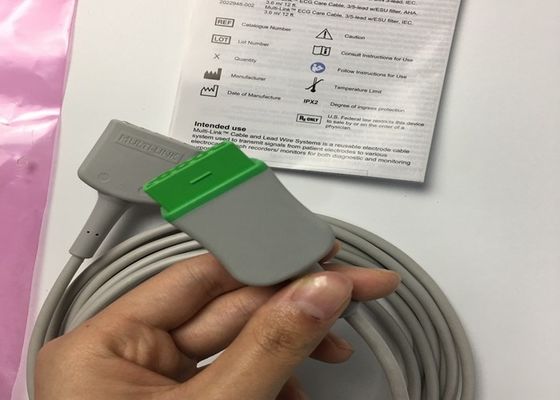 GE Adults Multi Link ECG Cable de plomo 3 Plomo 5 Plomo 3.6M 12 pies 2017003-001
