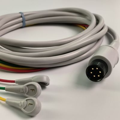 BJ-753P NIHON KOHDEN Conductividad cardíaca alambre negro cabeza redonda de 6 pines tres botones de plomo estándar europeo