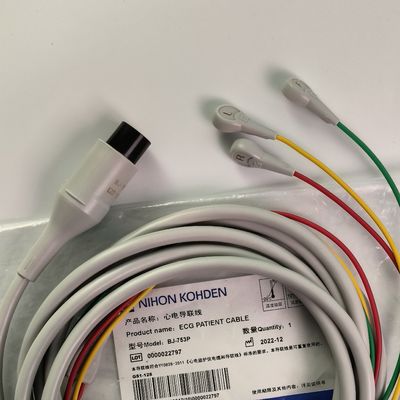 BJ-753P NIHON KOHDEN Conductividad cardíaca alambre negro cabeza redonda de 6 pines tres botones de plomo estándar europeo