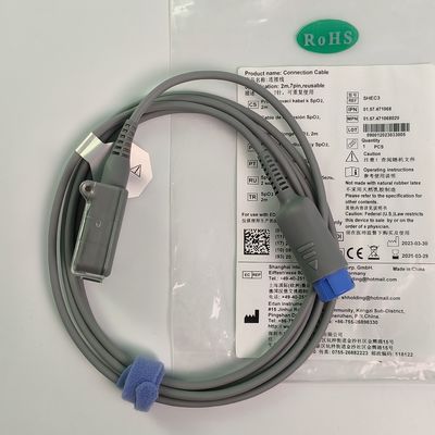 REF SHEC3 Cable de extensión de oxígeno sanguíneo 2M Cabeza redonda azul de ranura única 7 pines L 2.0 metros