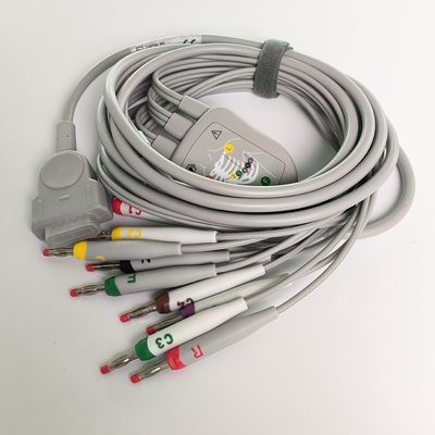 Máquina de electrocardiograma integrado 12 cables de plomo con 15 pines estándar europeo IEC cabeza de plátano 4.0