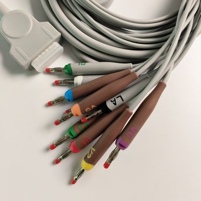 Máquina de electrocardiograma integrada 12 cables de plomo 15 pines cabeza de plátano 4.0 Guía de pecho 3.2M