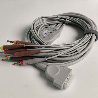 Máquina de electrocardiograma integrada 12 cables de plomo 15 pines cabeza de plátano 4.0 Guía de pecho 3.2M