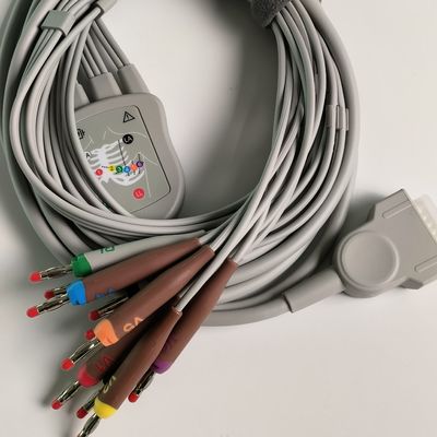 Máquina de electrocardiograma integrada 12 cables de plomo 15 pines cabeza de plátano 4.0 Guía de pecho 3.2M