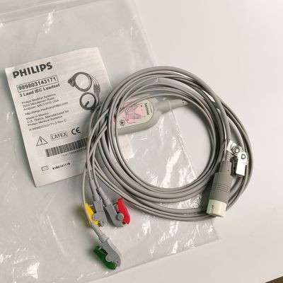 PHILIP Original 3 Lead IEC Leadset. Rojo, verde, amarillo, 2.6 M extremo de la máquina redondo 12 agujas PN:989803143171