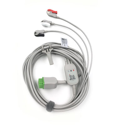 5831398 Cable de plomo y el cable del tronco ECG 3 Cable de plomo no desmontable, Grabber, AHA,4.7M/15 FT