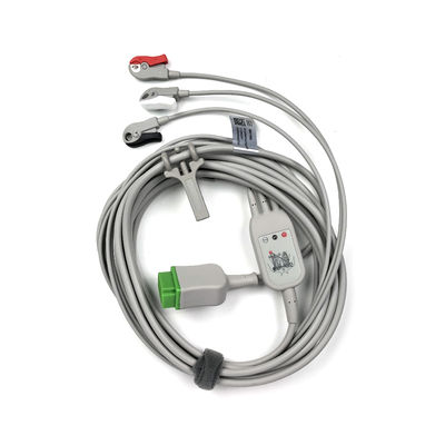 5831398 Cable de plomo y el cable del tronco ECG 3 Cable de plomo no desmontable, Grabber, AHA,4.7M/15 FT