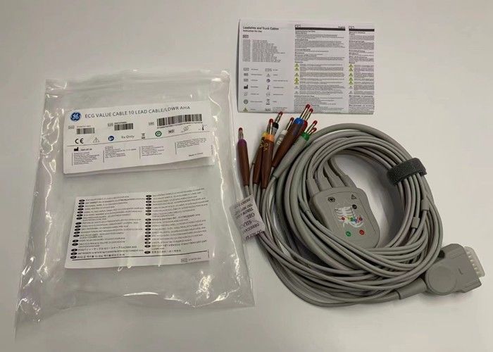 Cable de ECG de plomo gris 10 con conector de plátano estándar estadounidense de 15 pines 4.0