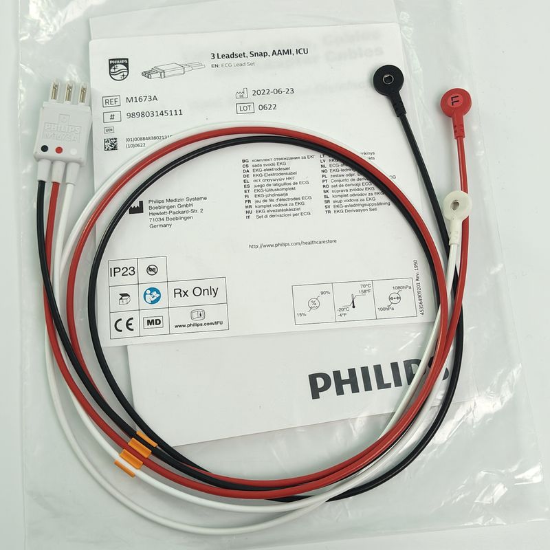 REF M1673A PHILIP Monitor del paciente CBL 3 Ledset Snap AAMI UCI PN 989803145111