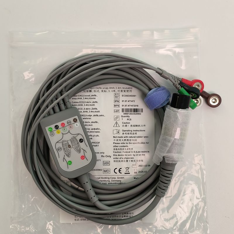 REF EC05DAS061 Monitoreo de cables cardíacos integrados 5 tipo de correa resistente a la desfibrilación por plomo