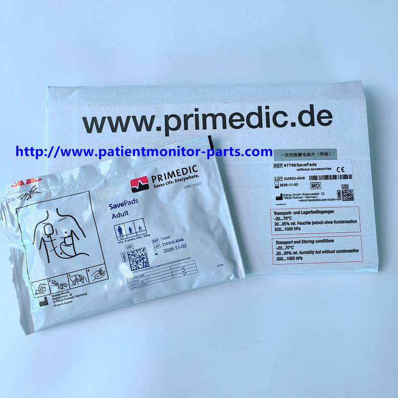 Metrax Primedic M250 M290 Desfibrilador Electrodos desechables con cables REF 73288 O 97796 SavePads