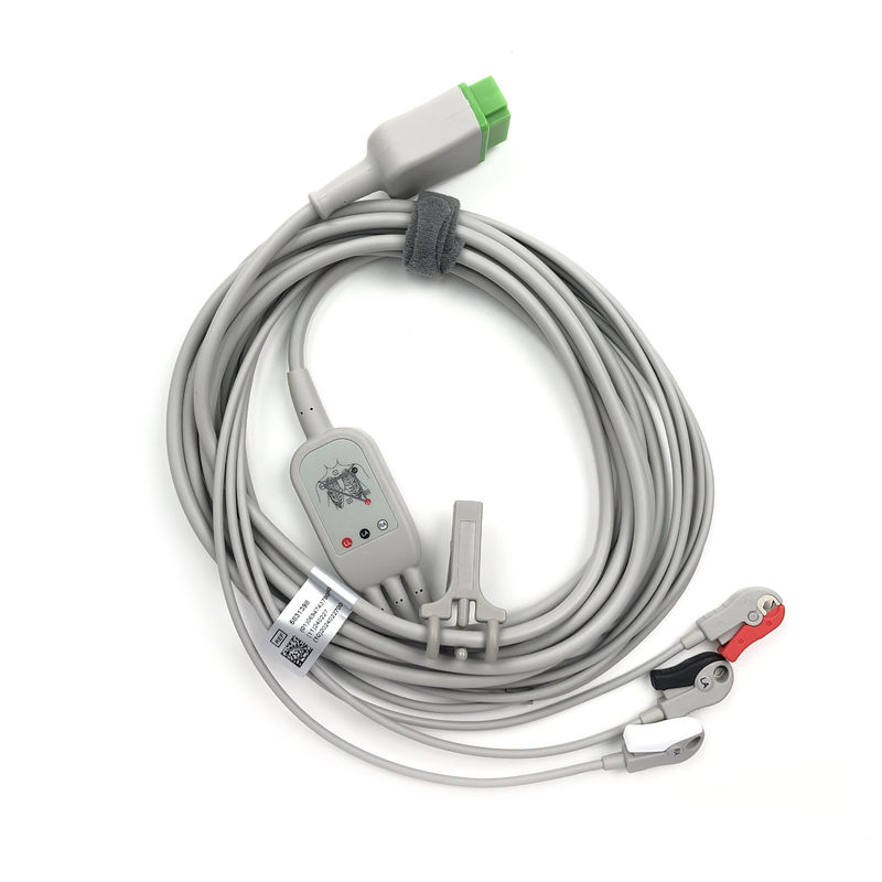 5831398 Cable de plomo y el cable del tronco ECG 3 Cable de plomo no desmontable, Grabber, AHA,4.7M/15 FT